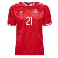 Dänemark Morten Hjulmand #21 Heimtrikot EM 2024 Kurzarm